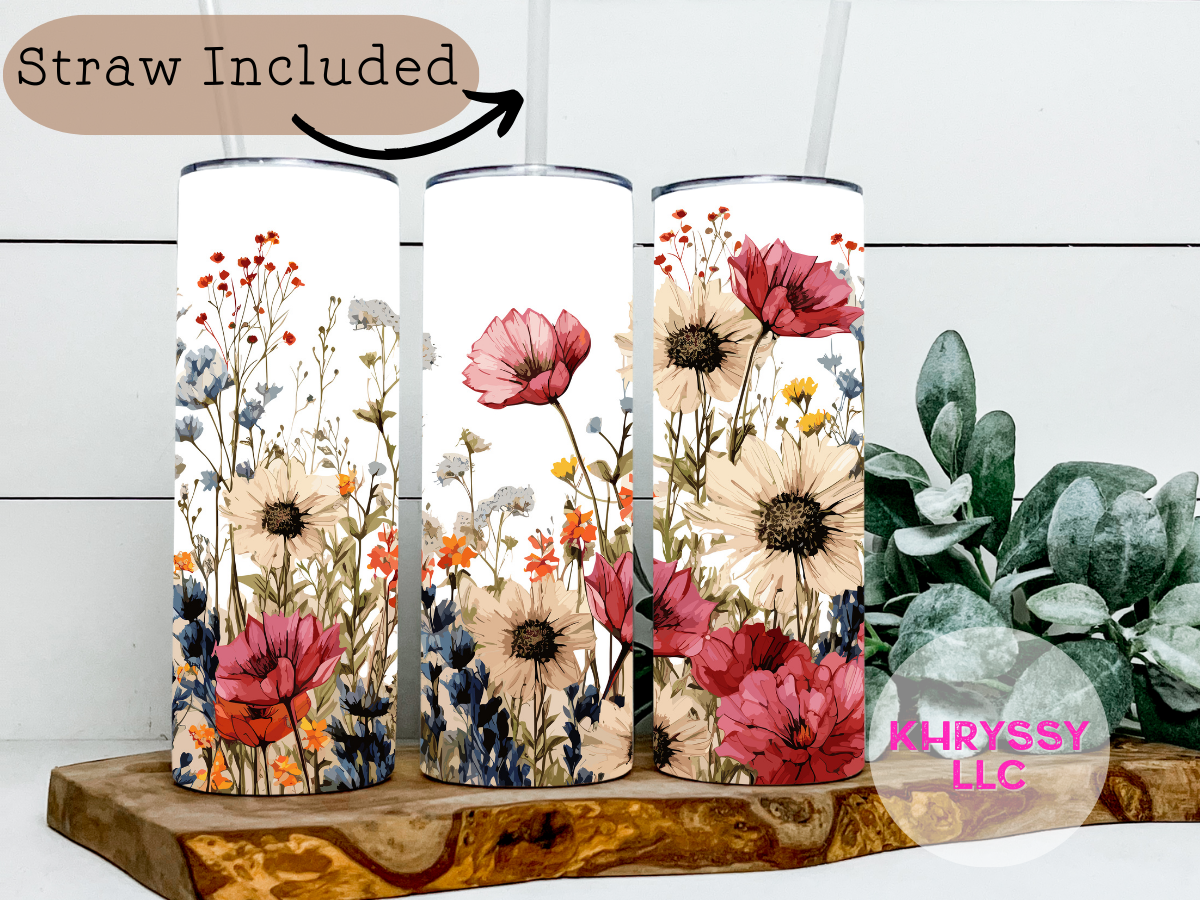 BlossomBreeze Floral Tumbler: Sip in Style, Stay Refreshed