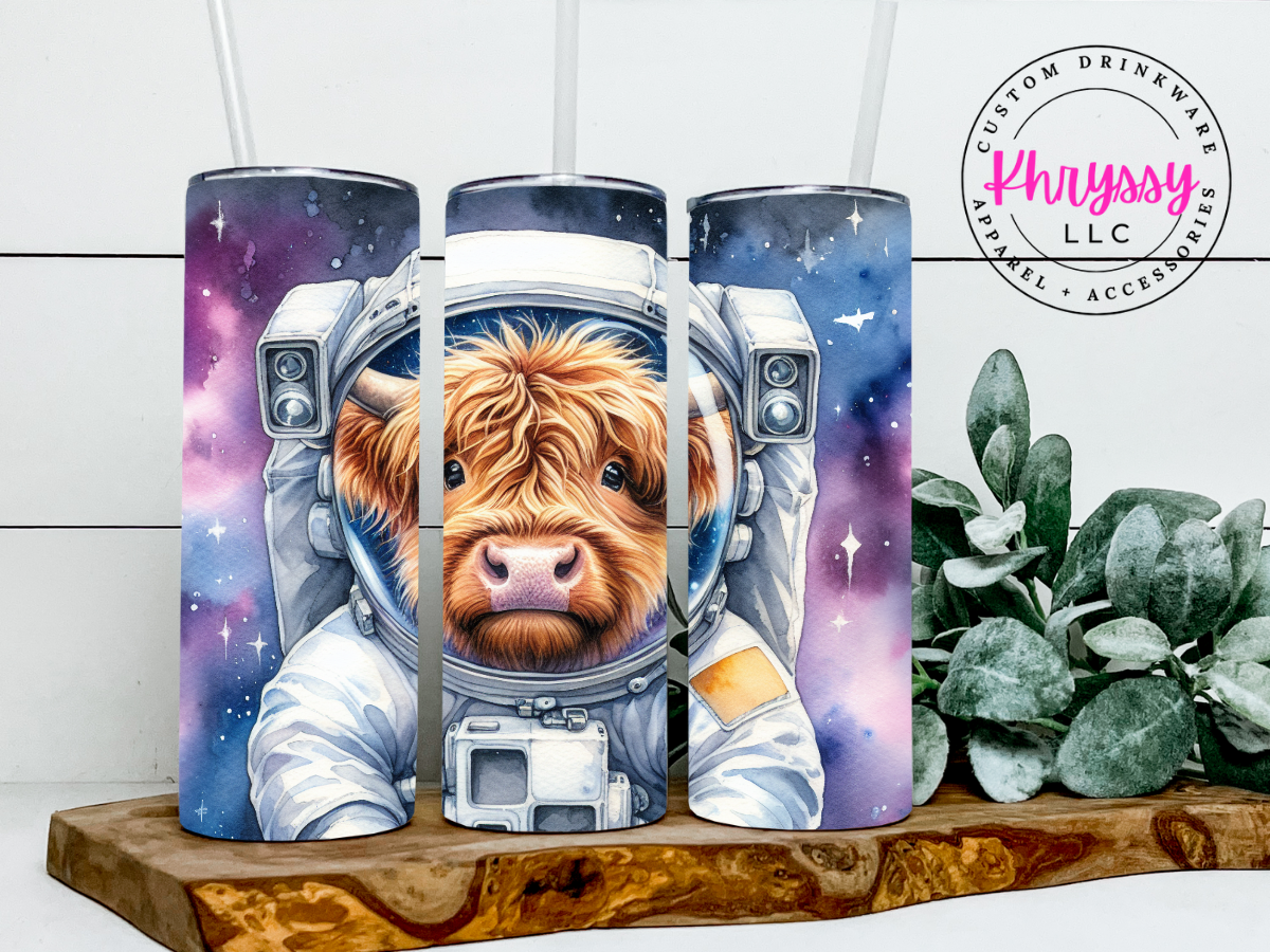 Cosmic Highland Cow 20oz Tumbler with Straw