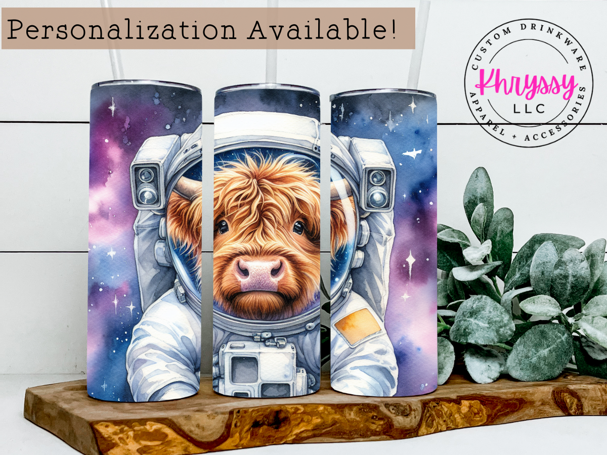 Cosmic Highland Cow 20oz Tumbler with Straw