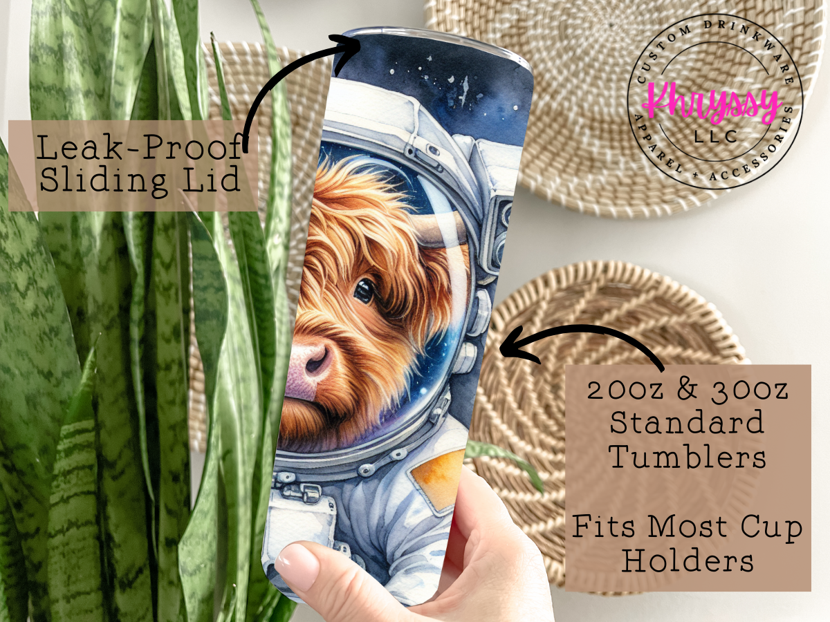 Cosmic Highland Cow 20oz Tumbler with Straw