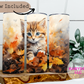 Whiskers & Autumn Bliss: Leaf Pile Kitten Tumbler - Sip, Play, and Embrace the Fall Vibe!