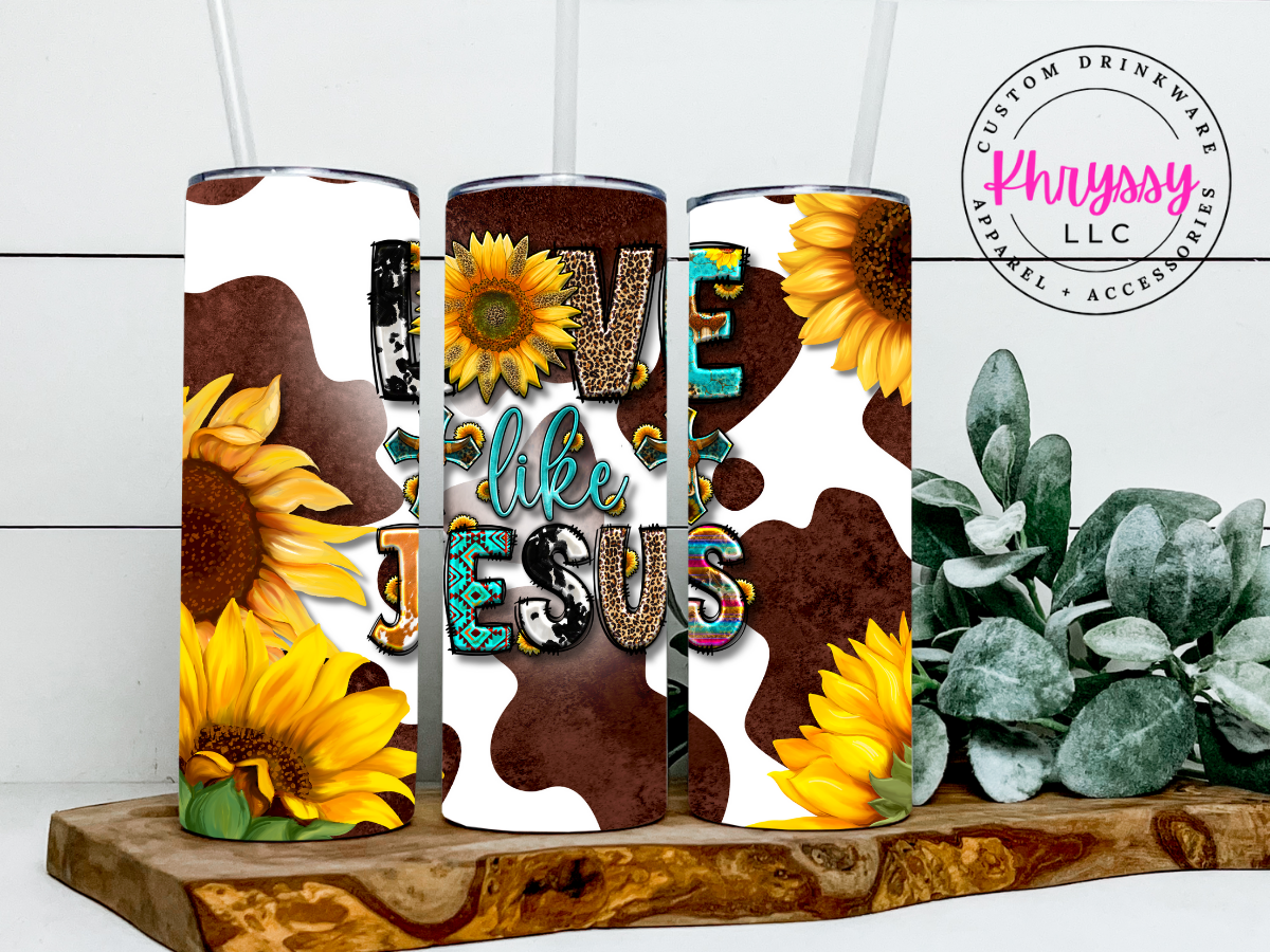 Sunflower Love Like Jesus 20oz Tumbler with Straw