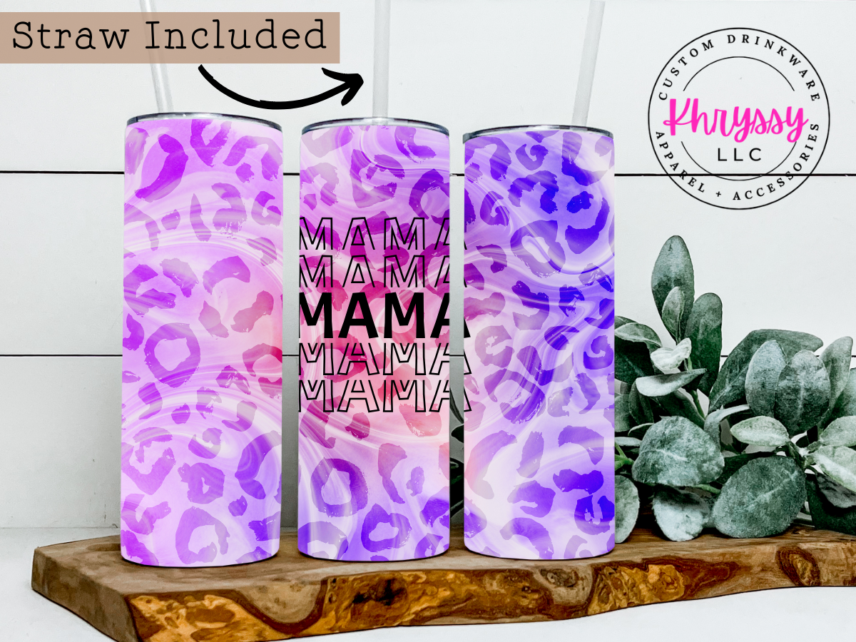 Mama and Mini Custom Animal Print Tumbler Set with Straw