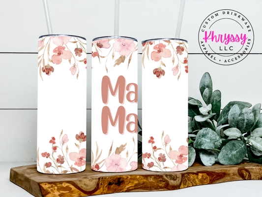 Mama Floral Stacked 20oz Tumbler with Straw