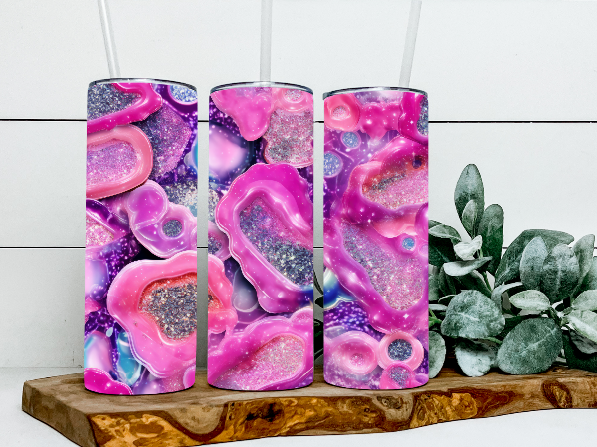 Gorgeous Fusion: Pink and Purple Agate-Inspired Tumbler