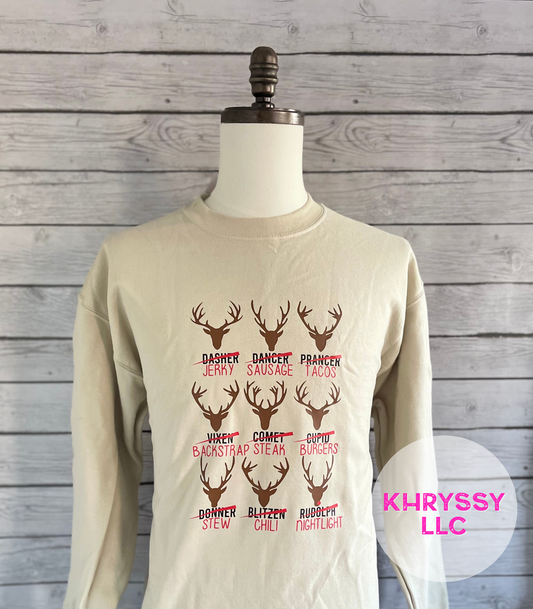 READY TO SHIP: Reindeer Meat Crewneck Unisex Shirt