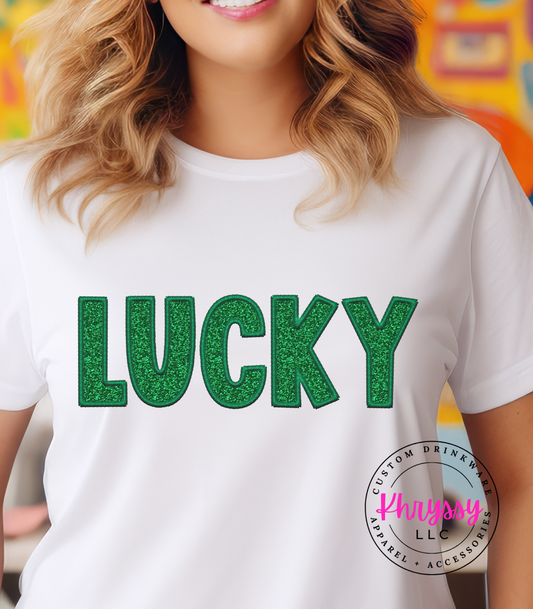 St. Patrick's Day Lucky Faux Sequin Unisex Shirt