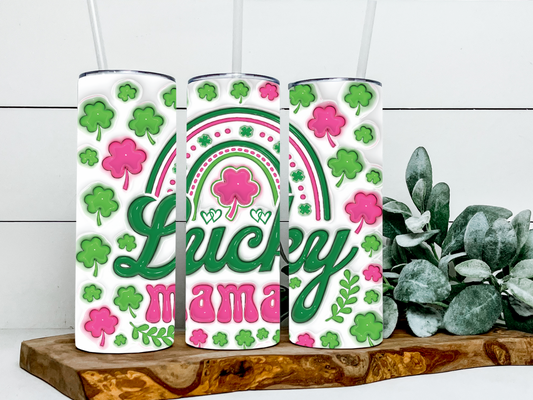 Radiant Luck Tumbler: Rainbow Delight for the Lucky Mama!