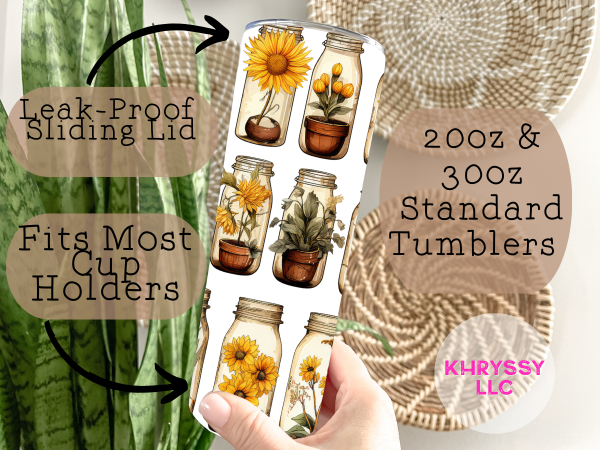 Sunny Fields Mason Jar Tumbler - Embrace the Vibrant Beauty of Sunflowers!