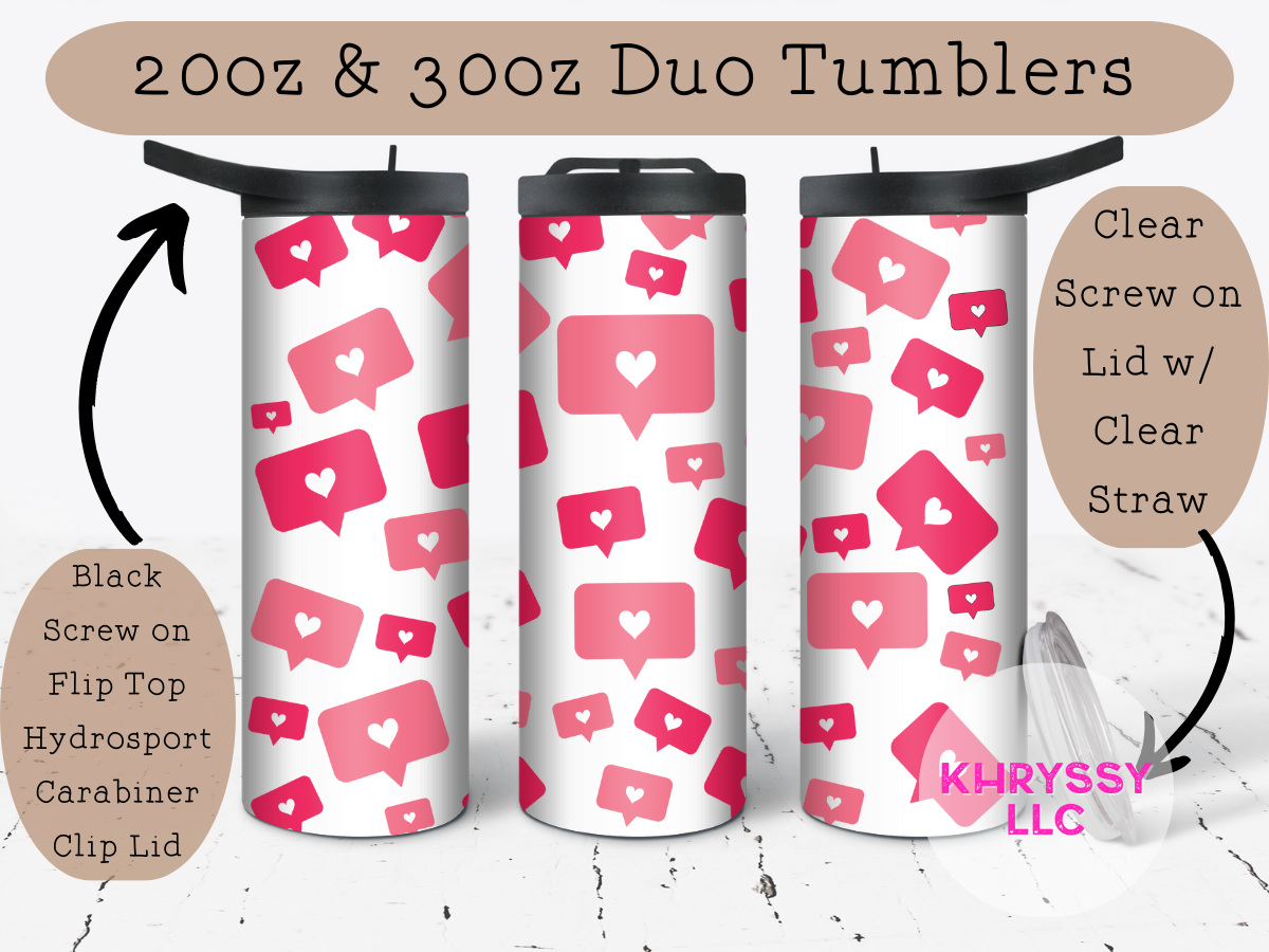 Hearts and Likes Valentine's Day Tumbler