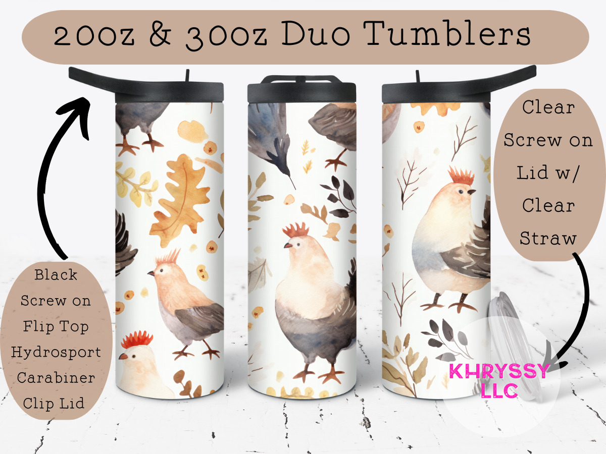 Colorful Cluckers Watercolor Tumbler