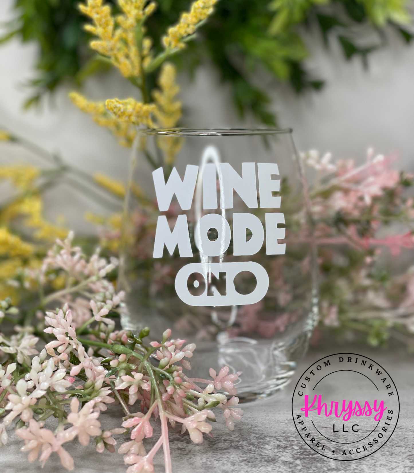 Wine Mode On Stemless Wine Glass